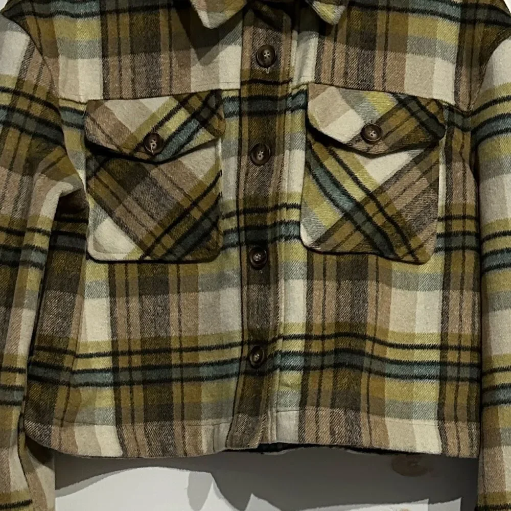 Bagatelle Collection Plaid Crop Jacket Women’s Large Wool Blend Shacket